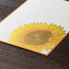 Midori Post Card 733 Foil Stamping Sunflower