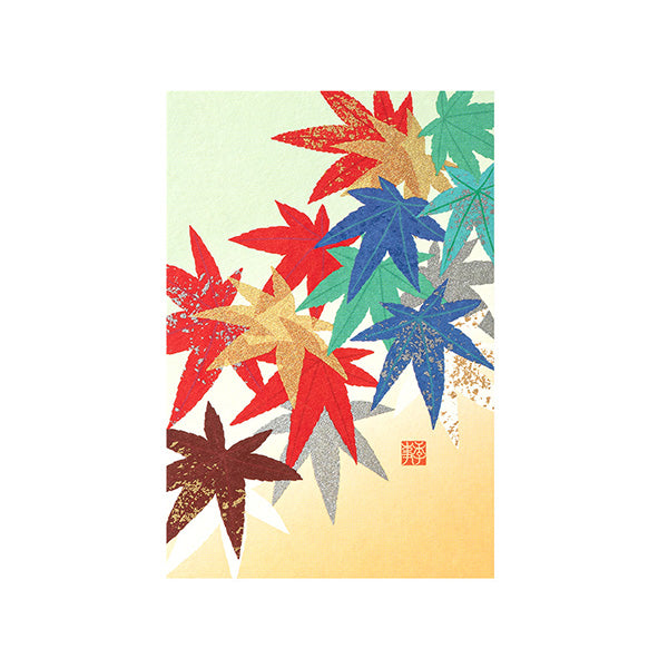 Midori -  Postcard With Colorful Maple Leaf Pattern