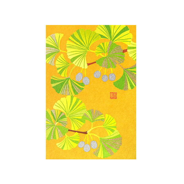 Midori -  Postcard Ginkgo and Gingko Pattern