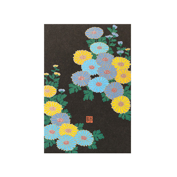 Midori -  Postcard With Small Chrysanthemum Pattern