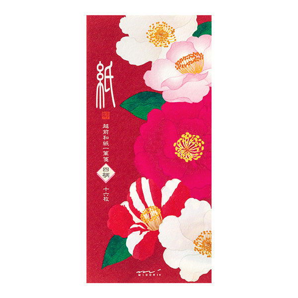 Midori Message Letter Pad 556 Four Designs Camellia Sasanqua