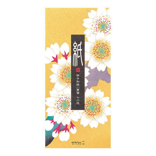 Midori Message Pad 562 Silk-printing Cherry Blossom Gold