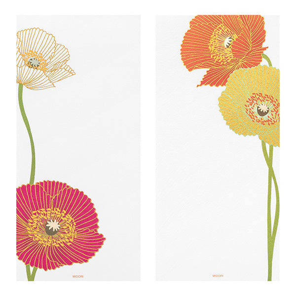 Midori Message Letter Pad 563 Silk Printing Poppy