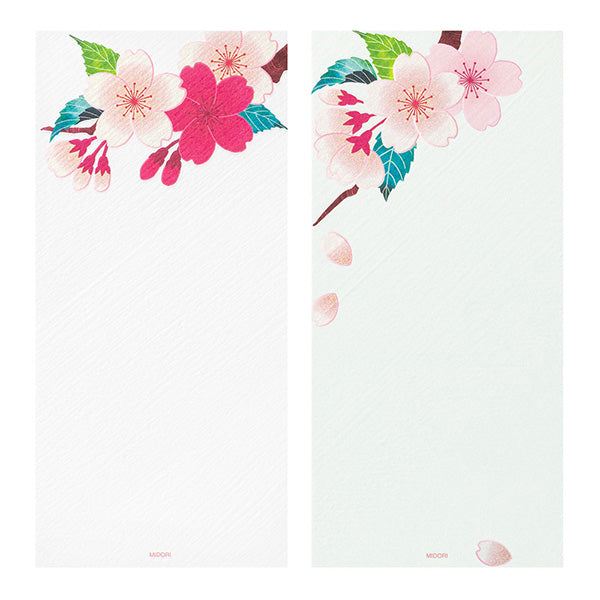Midori Message Letter Pad 601 Silk Printing Cherry Blossom