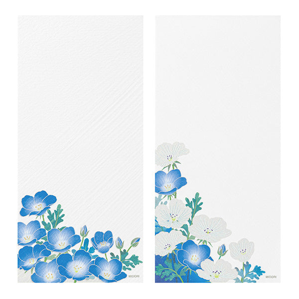 Midori Message Letter Pad 602 Silk Printing Nemophila