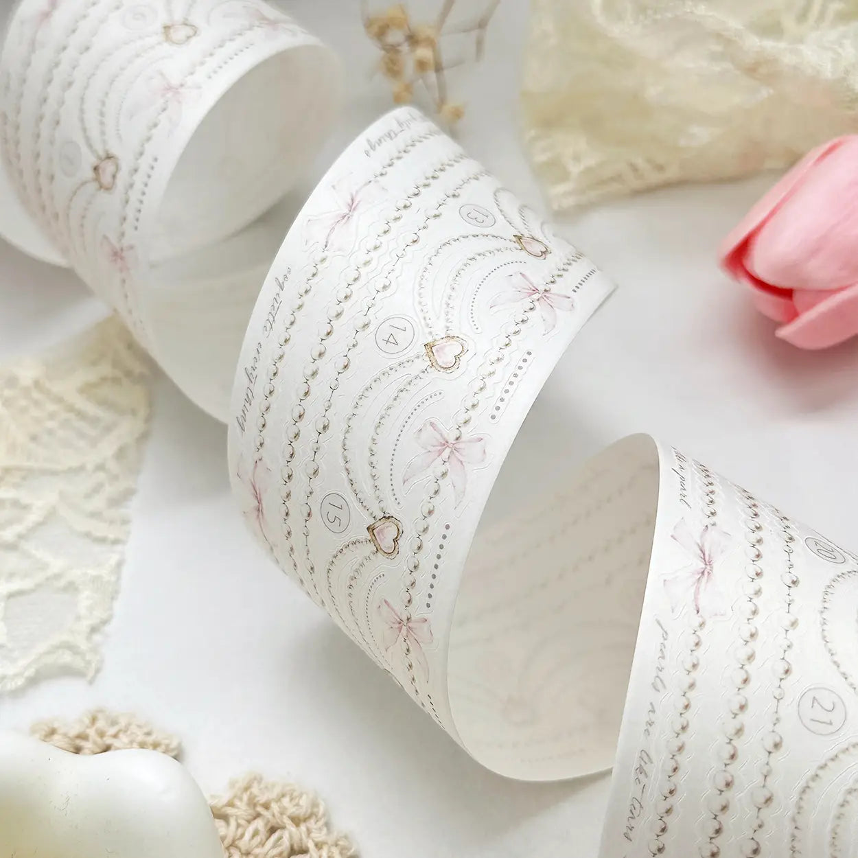 Leelajournals - Pearly Strings Washi Pet Tape ( Pre Cut)