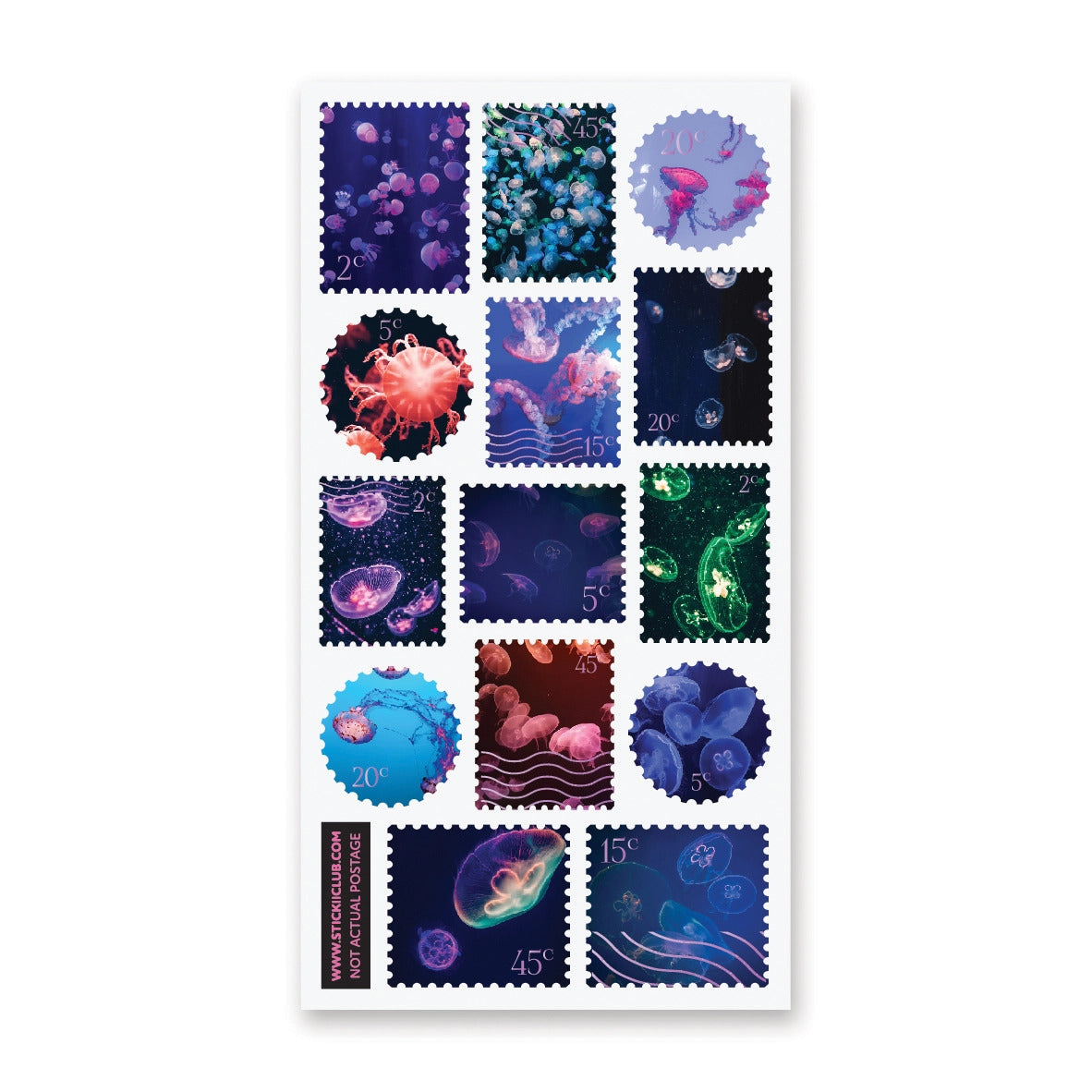 STICKII Sticker Sheet - Glowing Jellyfish Stamps