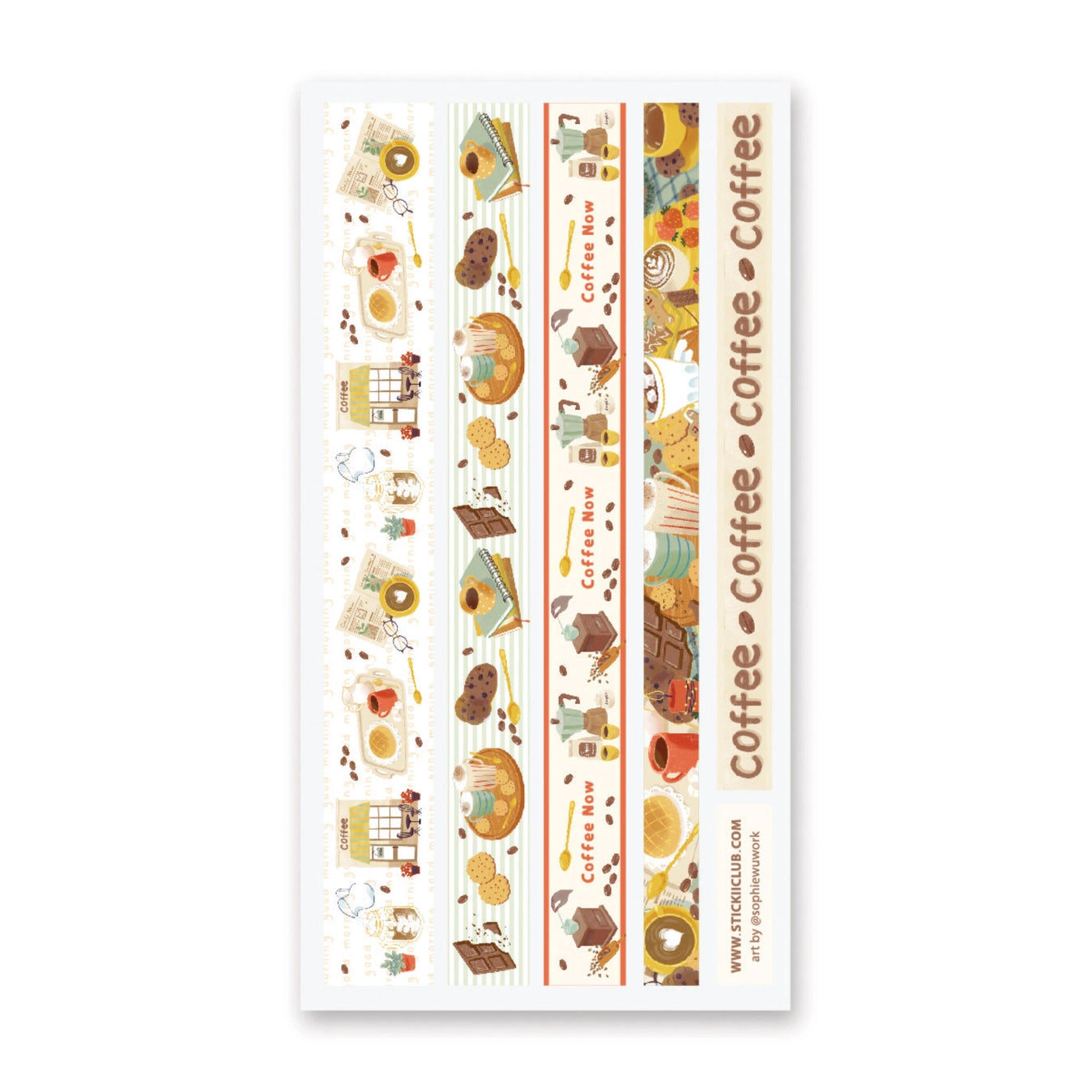 STICKII Sticker Sheet - Cafe Washi Strips