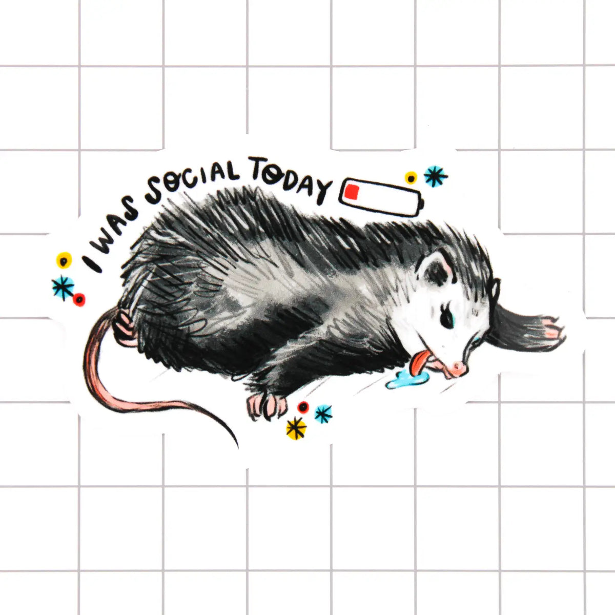 Amy Hartelust Art & Illustration - Vinyl Sticker - Socially Drained Possum