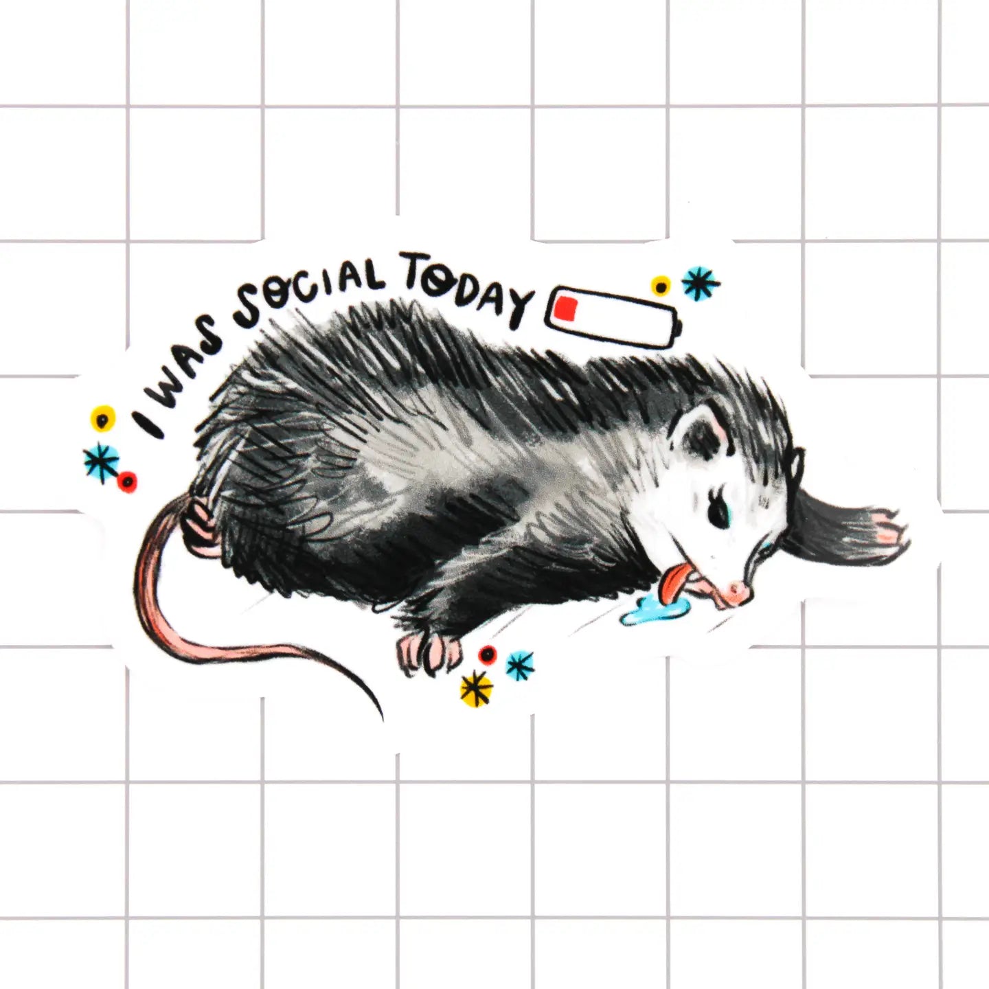 Amy Hartelust Art & Illustration - Vinyl Sticker - Socially Drained Possum