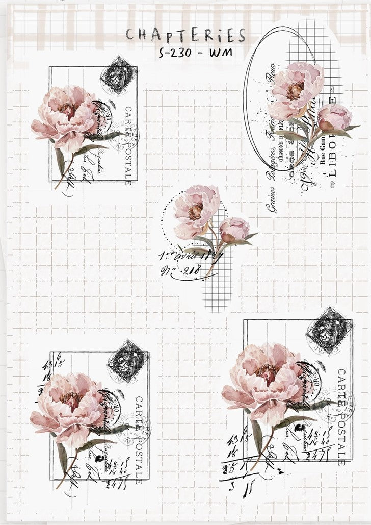 Chapteries - Pink Peony Sticker Sheet Set