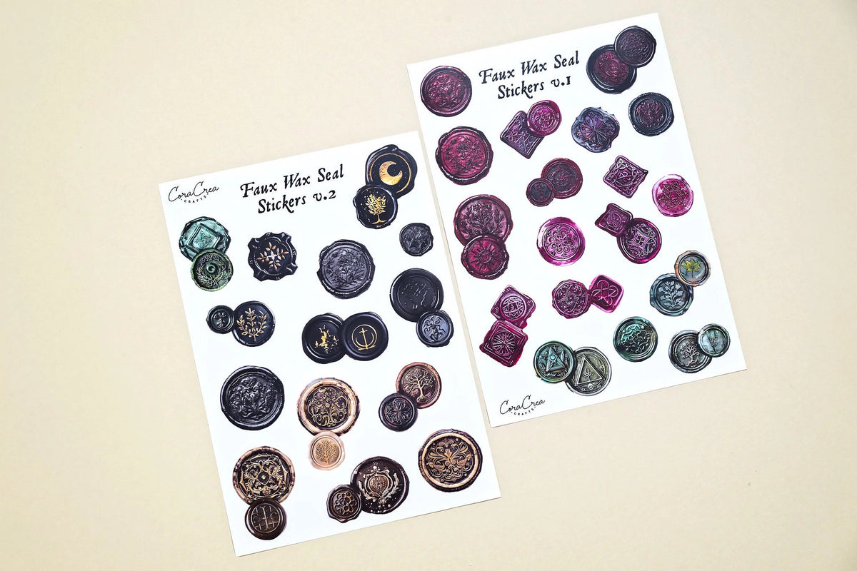 CoraCreaCrafts - Faux Wax Seals Sticker Sheets