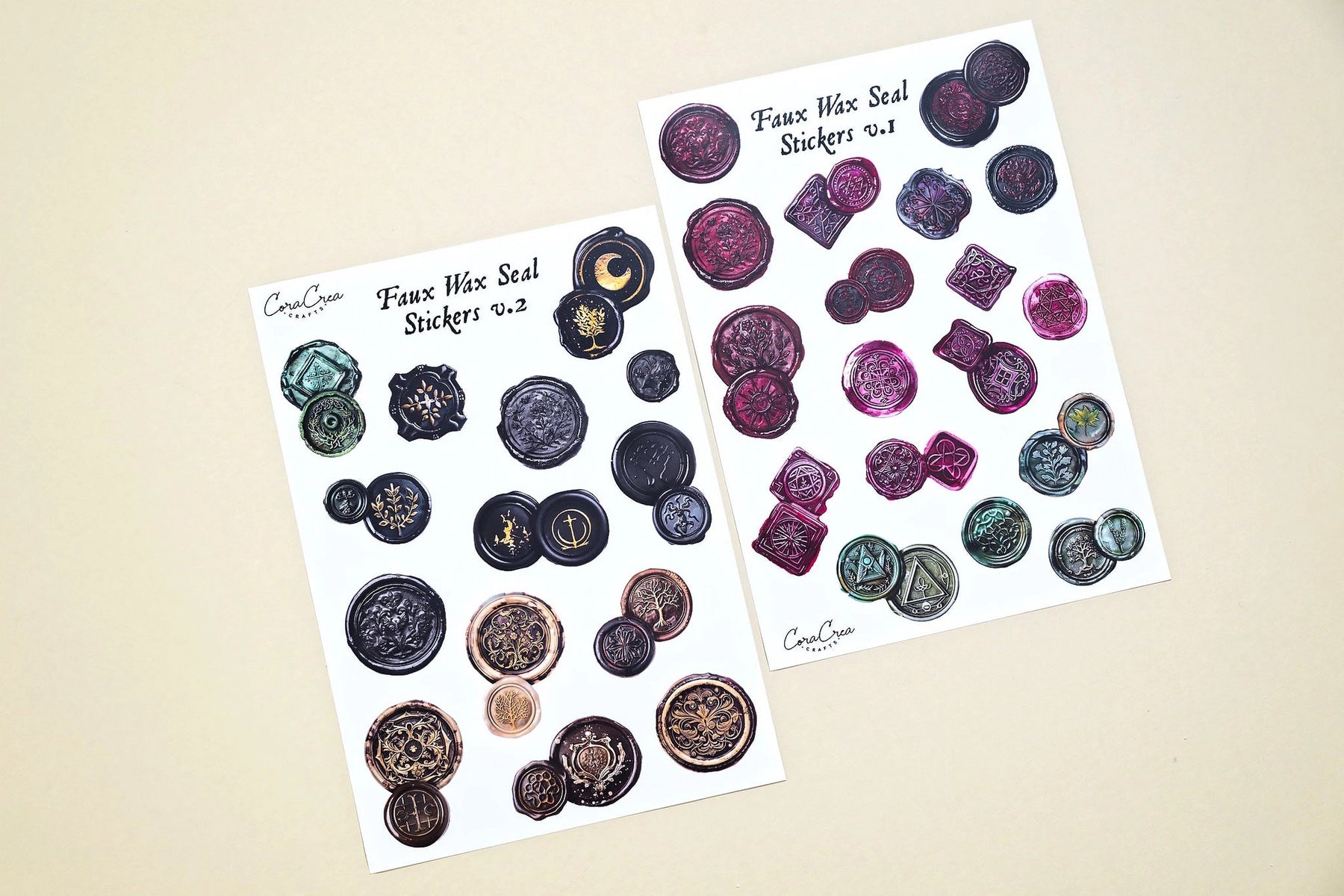 CoraCreaCrafts - Faux Wax Seals Sticker Sheets