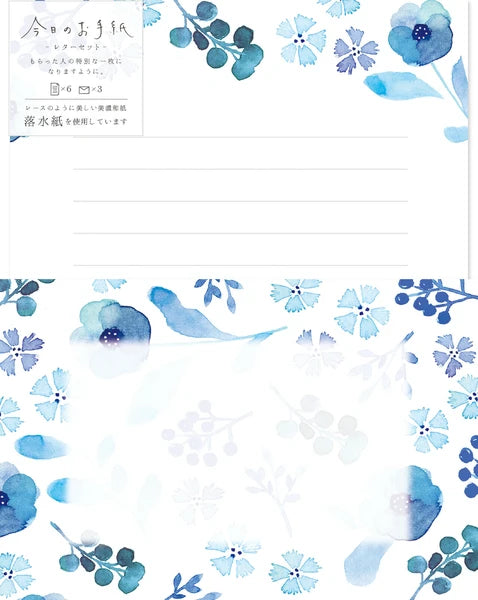 blue flower pattern letter set