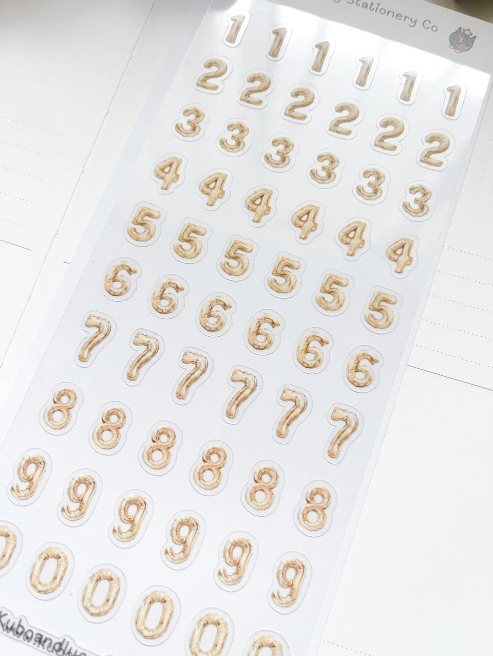 Kuboandlucy Stationery Co. - Gold Balloon Numbers Sticker Sheet