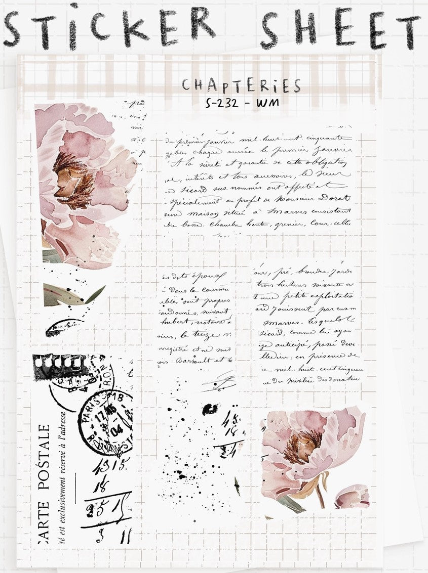 Chapteries - Pink Peony Sticker Sheet Set