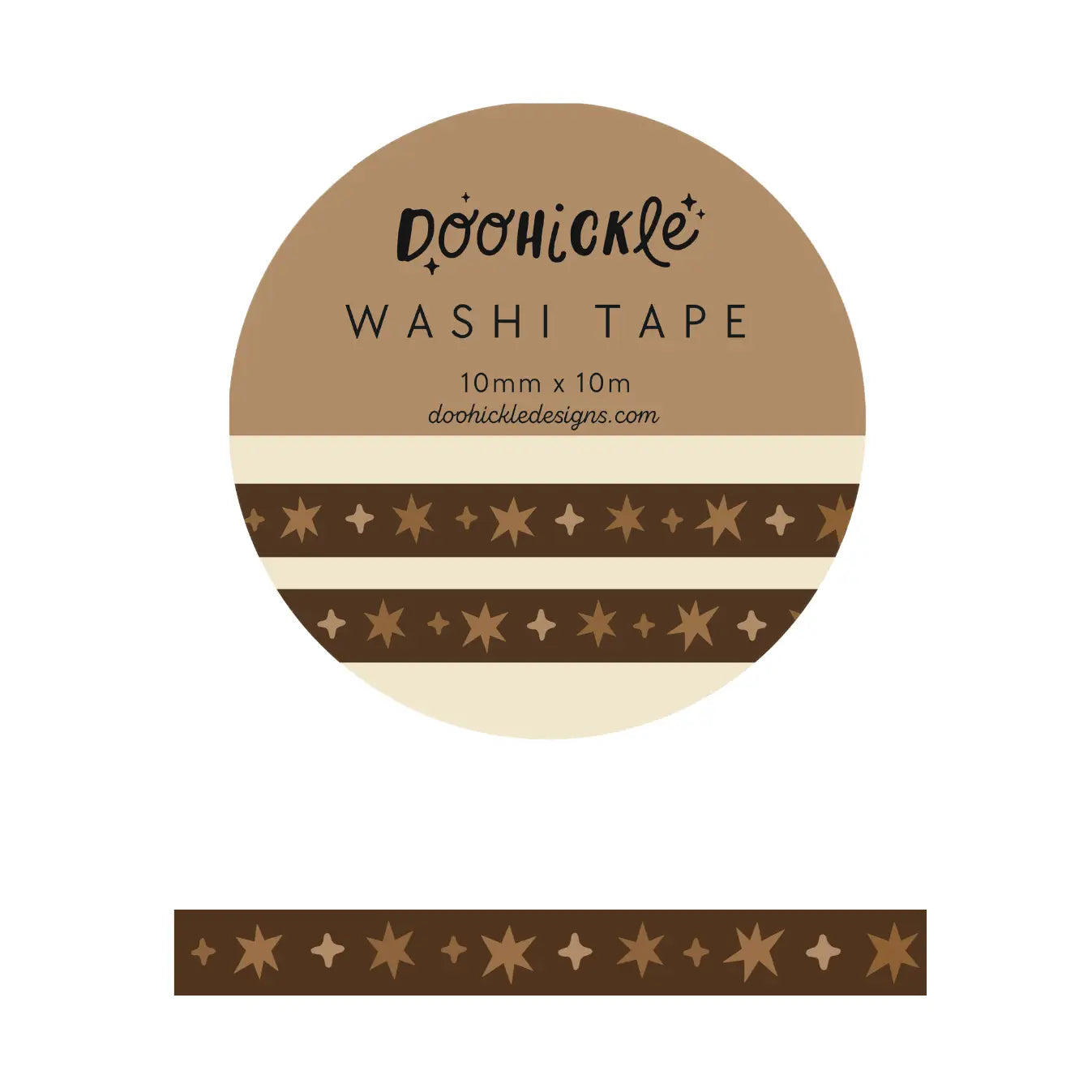 Doohickle Designs - Washi Tape - Mocha Brown Wonky Stars