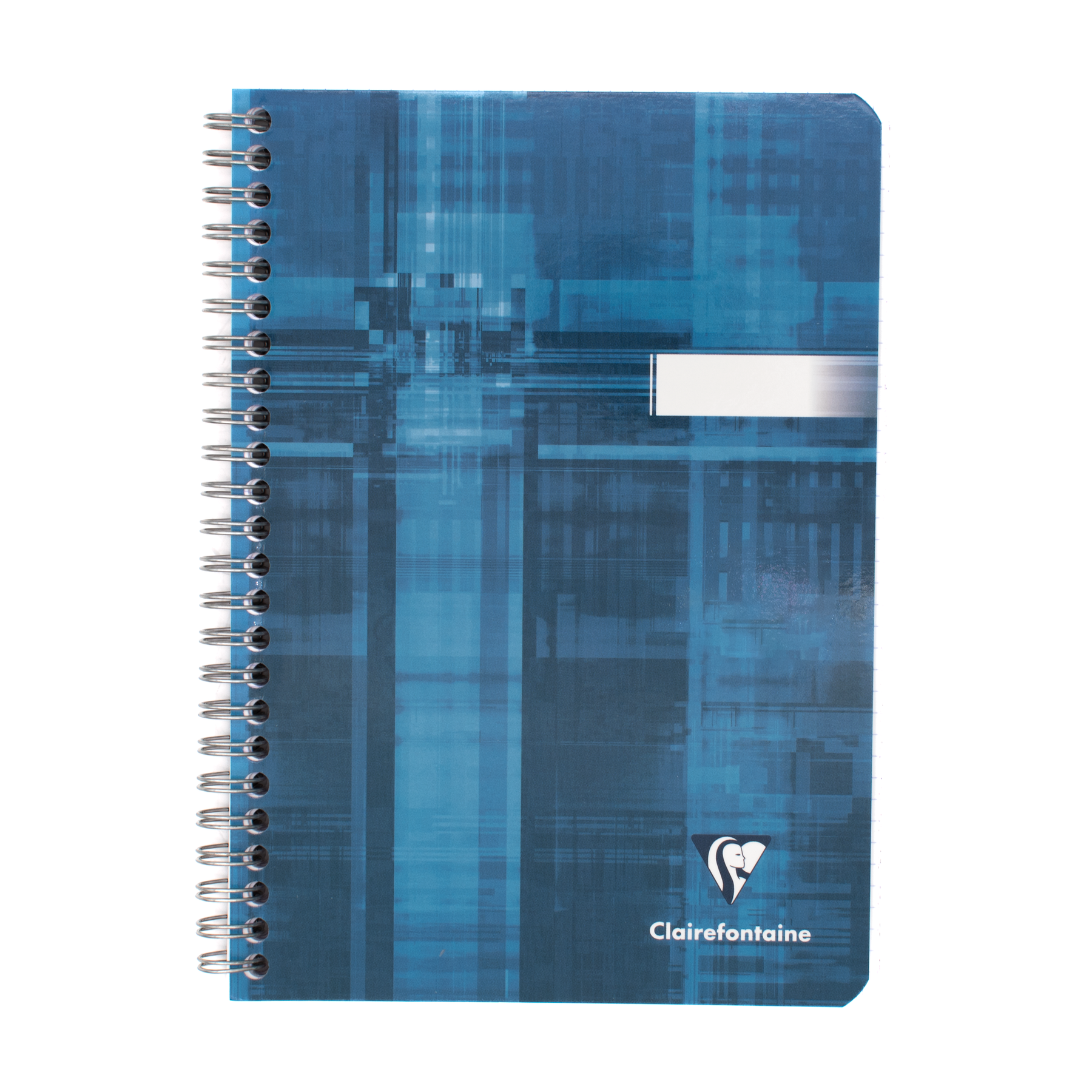 A light blue spiral-bound notebook with a silver wire binding and a white printed logo reading Clairefontaine near the bottom right, shown on a plain white background.