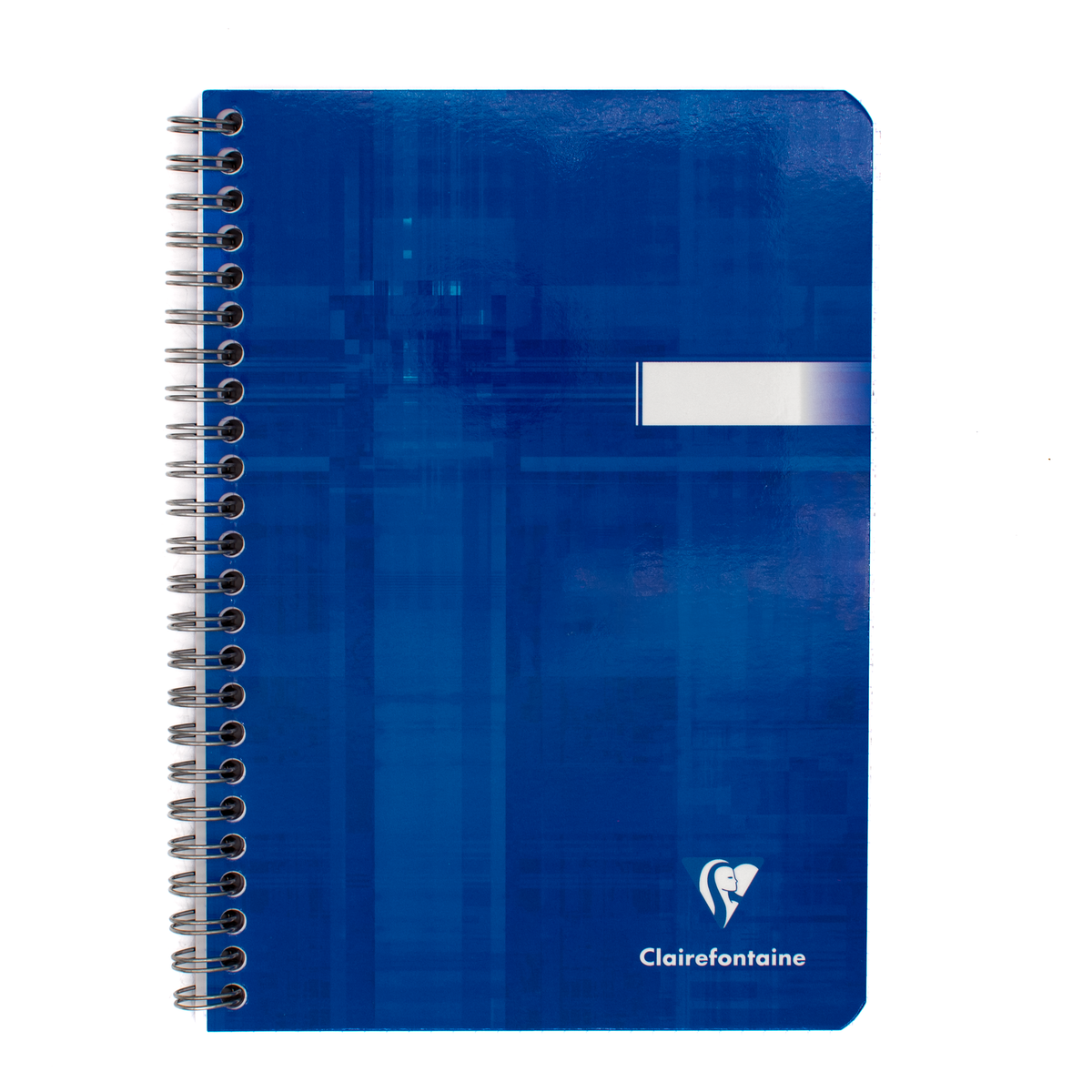A royal blue spiral-bound notebook with a silver wire binding and a white printed logo reading Clairefontaine near the bottom right, shown on a plain white background.