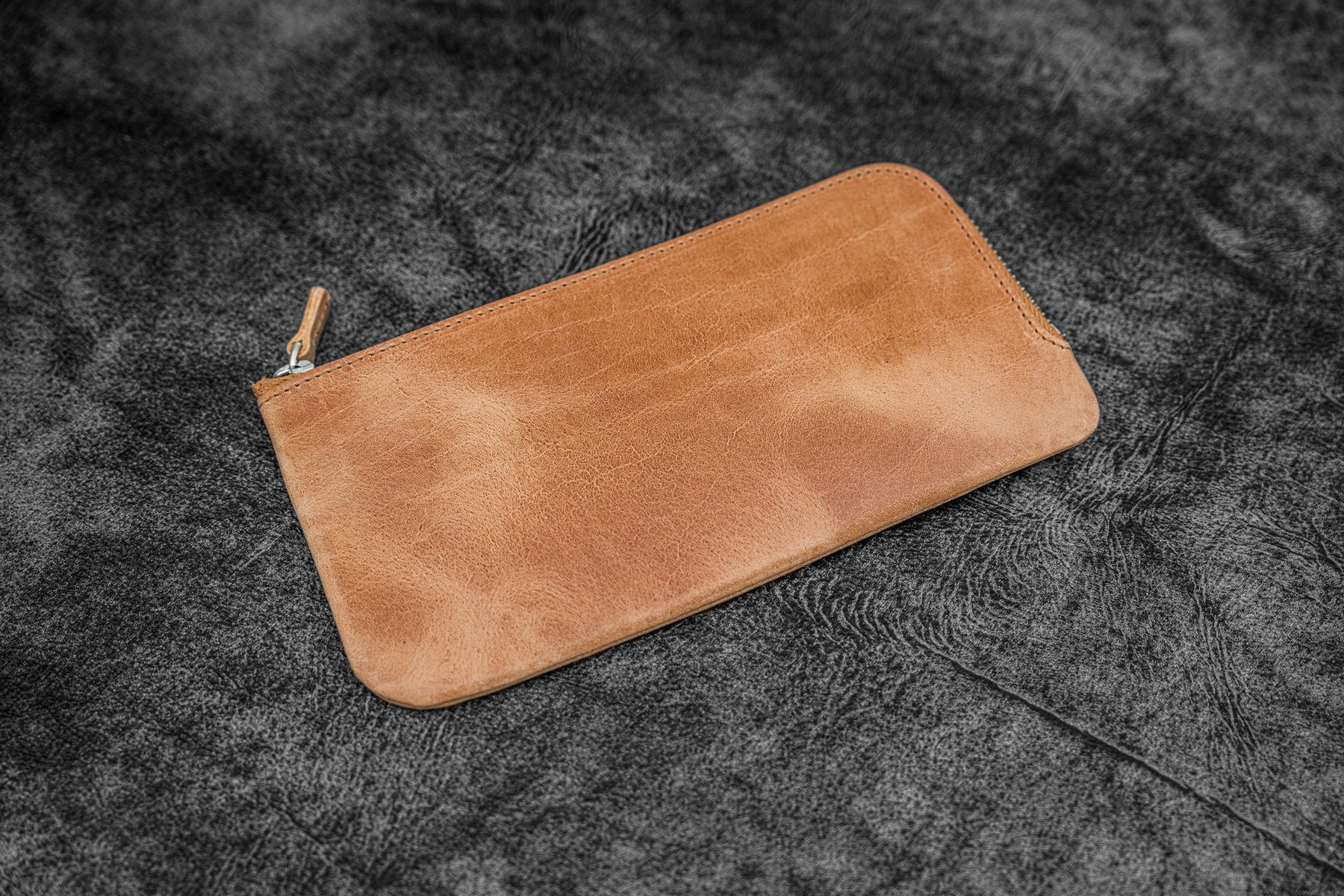 Galen Leather Co. Slip-N-Zip 4 Pen Pouch - Crazy Horse Honey