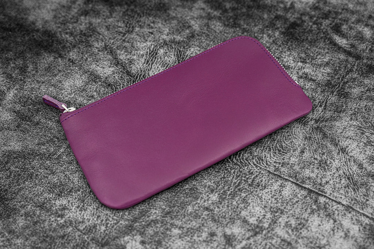 Galen Leather Co. Slip-N-Zip 4 Pen Pouch - Purple