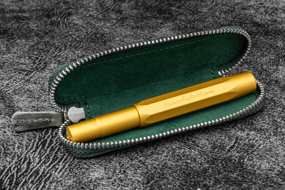 Galen Leather Co. Zippered Single Pen Case For Kaweco - Crazy Horse Forest