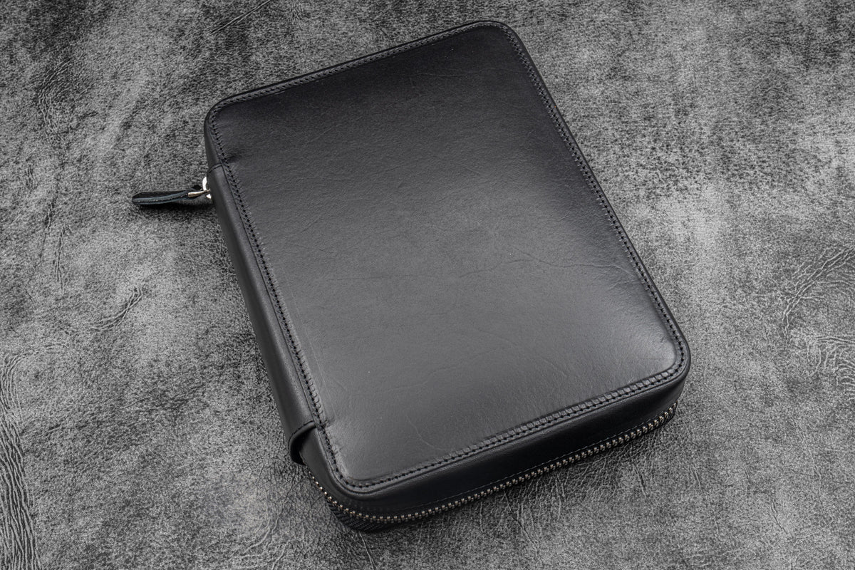 Galen Leather Co. Zippered A5 Wide Expansi Folio - Black