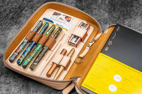 Galen Leather Co. Zippered A5 Wide Expansi Folio - Undyed Leather