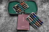 Galen Leather Co. Expansi Wide Zippered 10 Slot Pen Case - Crazy Horse Forest Green