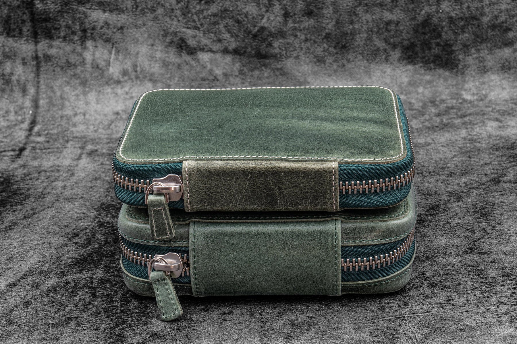 Galen Leather Co. Expansi Wide Zippered 10 Slot Pen Case - Crazy Horse Forest Green
