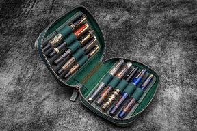 Galen Leather Co. Expansi Wide Zippered 10 Slot Pen Case - Crazy Horse Forest Green