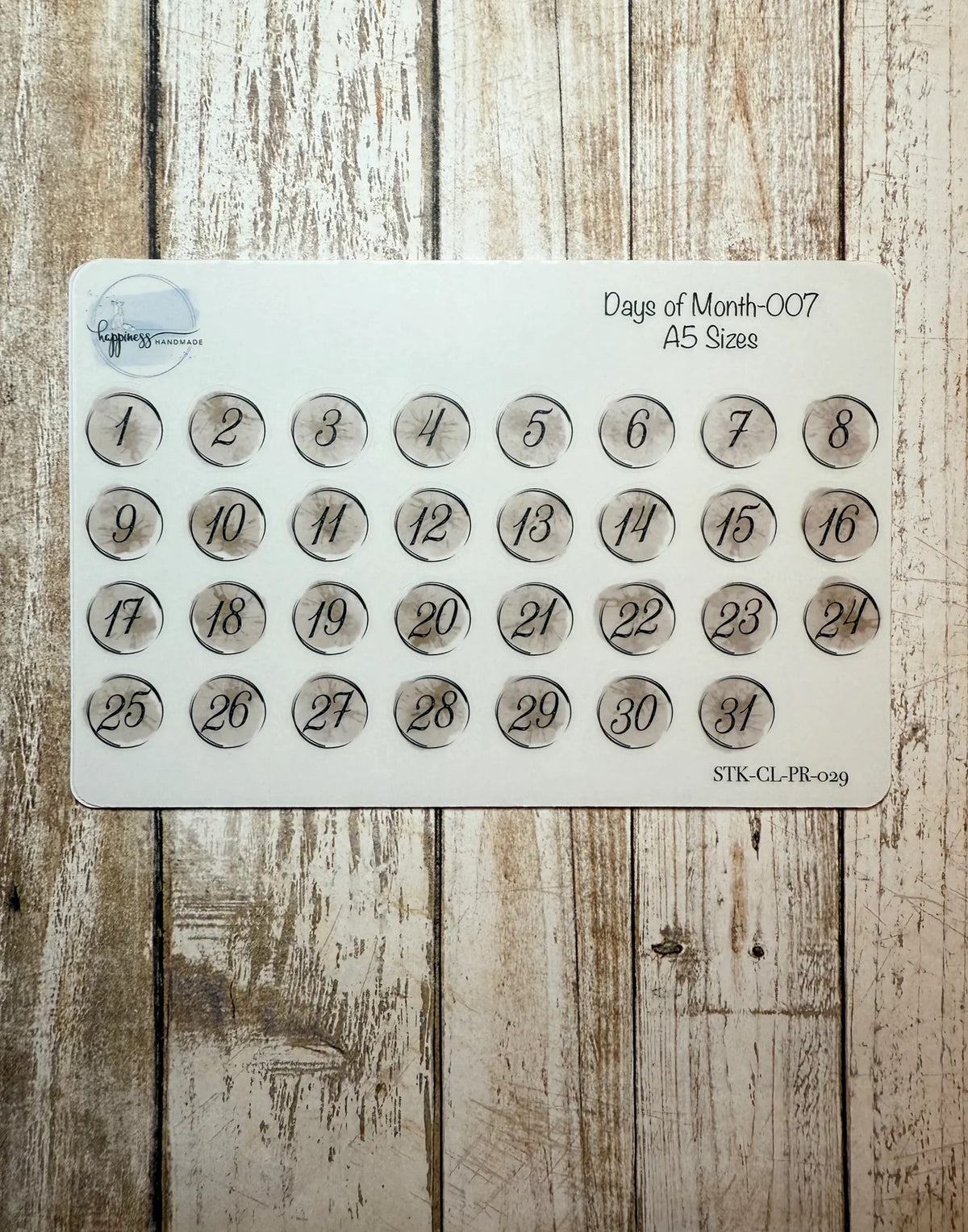 Happiness Handmade - Days of Month Sticker Sheet 007