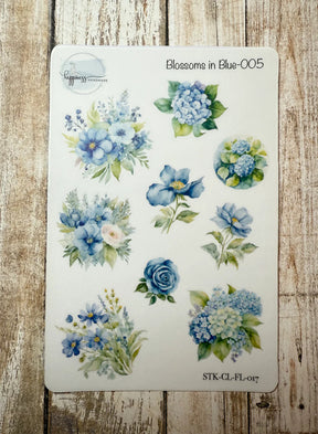 Happiness Handmade - Blossoms In Blue Sticker Sheet