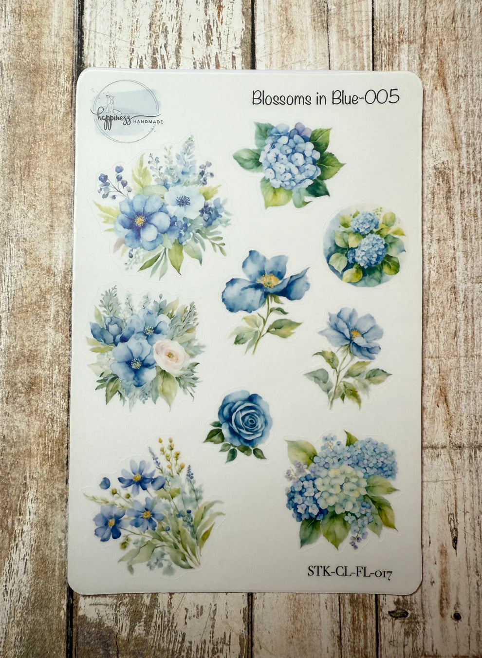 Happiness Handmade - Blossoms In Blue Sticker Sheet