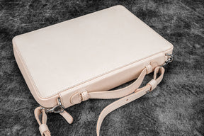 Galen Leather Co. Leather Compendium Bag - A4 Zippered Folio Organizer - Undyed