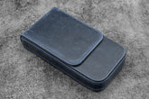 Galen Leather Co. Flap Magnum Opus 3 Slot Hard Pen Case - Crazy Horse Navy Blue