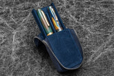 Galen Leather Co. Zipper Magnum Opus 2 Slot Hard Pen Case - Crazy Horse Navy