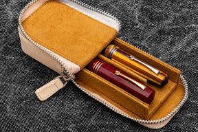 Galen Leather Co. Zipper Magnum Opus 2 Slot Hard Pen Case - Undyed