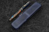 Galen Leather Co. Zipper Magnum Opus Single Slot Hard Pen Case - Crazy Horse Navy Blue