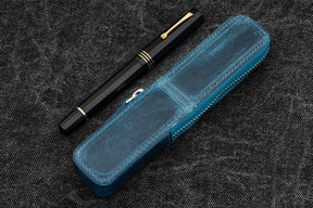 Galen Leather Co. Zipper Magnum Opus Single Slot Hard Pen Case - Crazy Horse Ocean