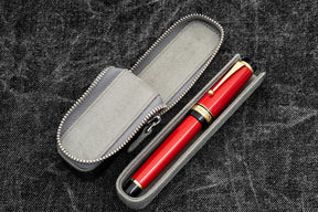 Galen Leather Co. Zipper Magnum Opus Single Slot Hard Pen Case - Crazy Horse Smoky