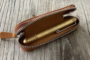 Galen Leather Co. Zippered Single Pen Case For Kaweco - Crazy Horse Brown