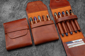 Galen Leather Co. Legacy Collection Leather TwinFlip Pen Case for 5 Pens