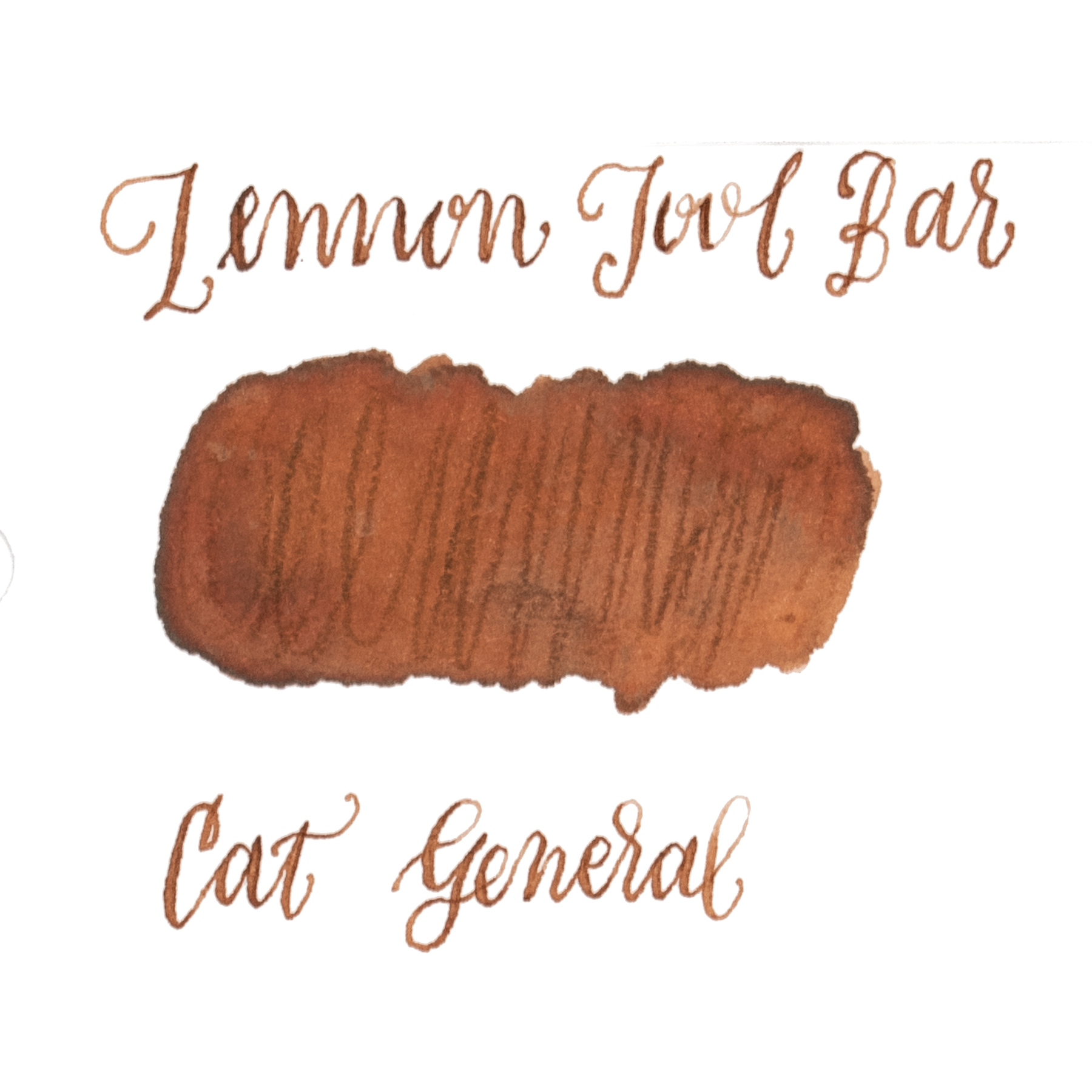 Deep burnt orange ink swatch on a white background. Lennon Tool Bar 'Cat General'
