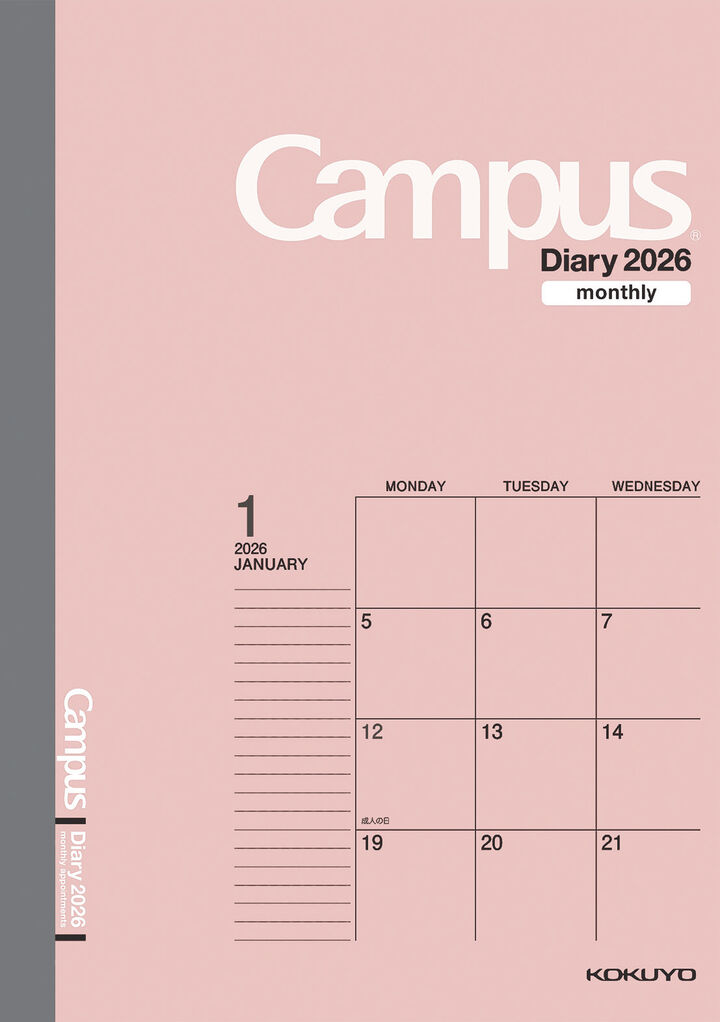 Kokuyo Campus 2026 Monthly Pink A5