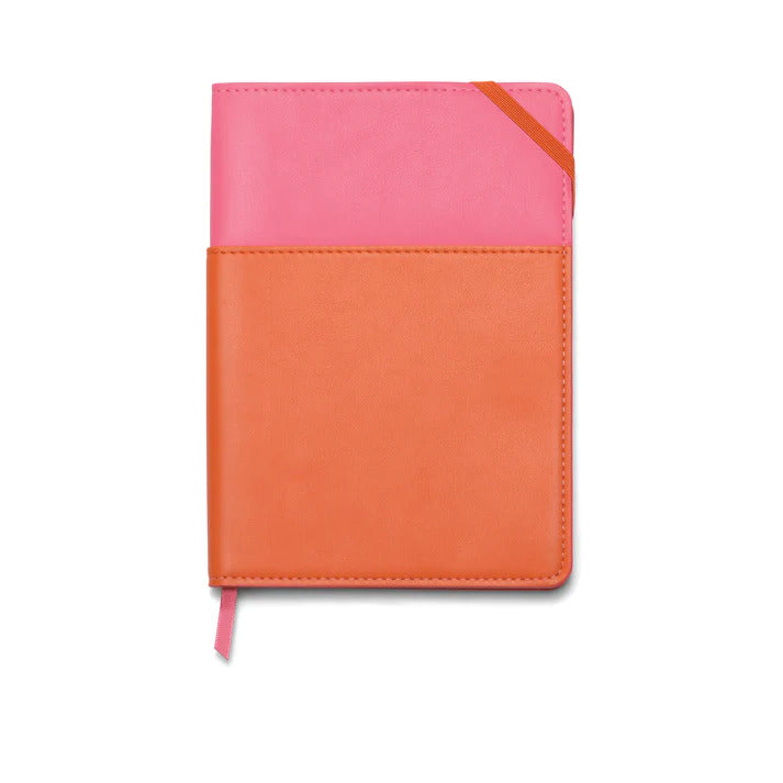 DesignWorks Vegan Leather Pocket Journal - Pink & Chili