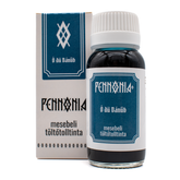A bottle of 'Ó dü Dánüb' Pennonia ink next to its white and dark teal packaging box on a white background.