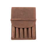 Girologio Soft Leather 6 Pen Case Bomber Brown
