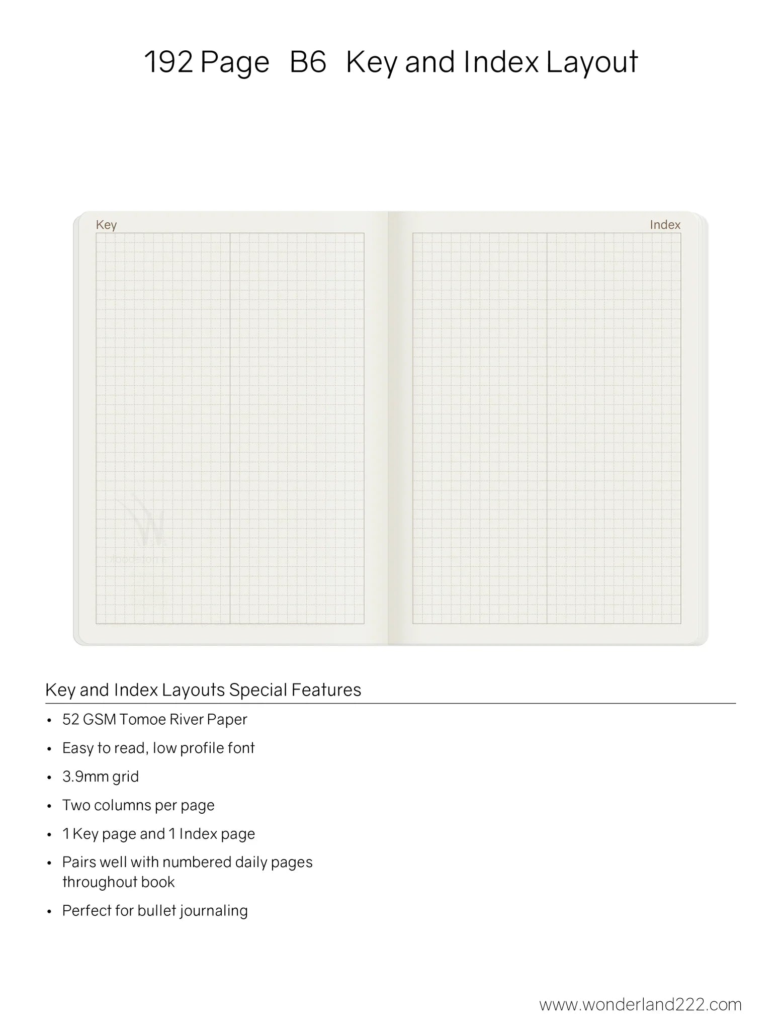 Wonderland222 Notebook B6 Grid 96 Page - Lichen