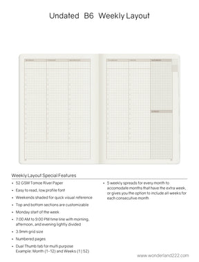 Wonderland222 Undated Weekly Planner B6 - Core - Stacked Weekends